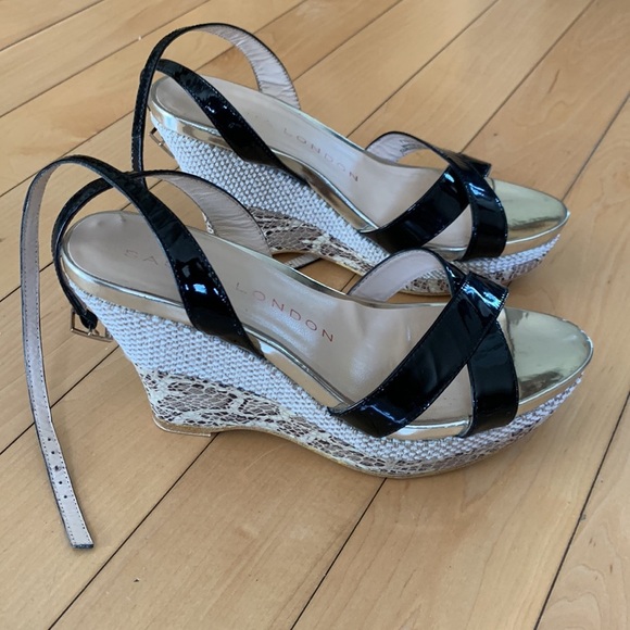 Sacha London Yvette Criss Cross Strap Leather Wedge Sandal Women Size 7 - Picture 3 of 17